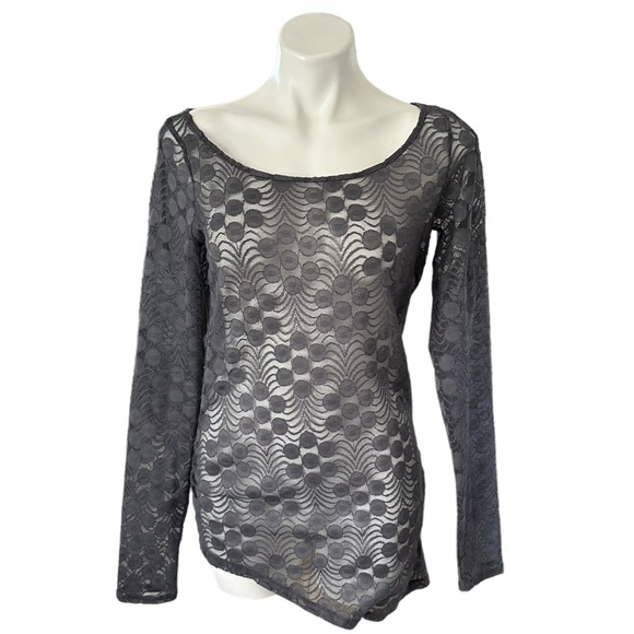 Meadow Rue Tops - Anthropologie Meadow Rue Zoey Asymmetrical Gray Lace Tunic Top Size M